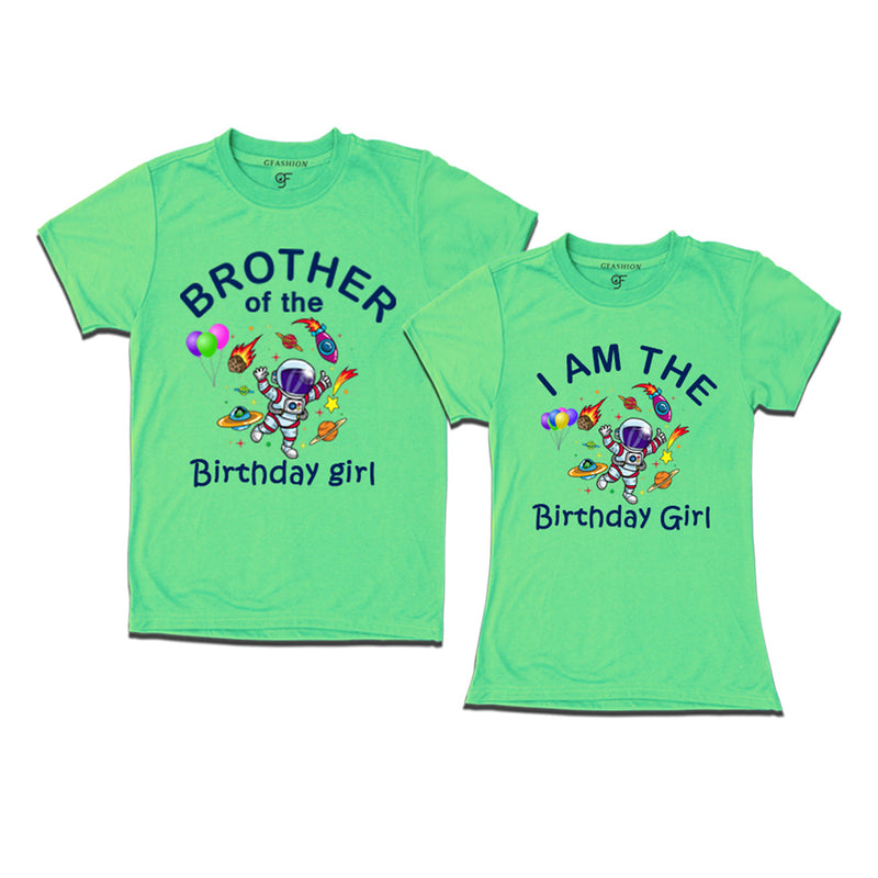 Birthday Girl With Brother -Space Theme T-shirts