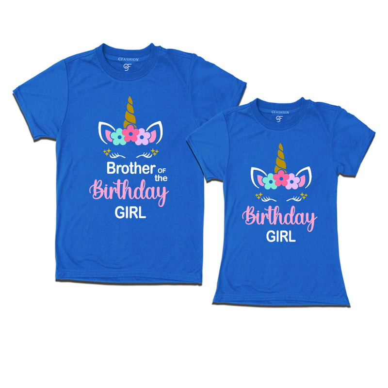 Birthday Girl With Brother -Unicorn Theme T-shirts in Blue Color available @ gfashion.jpg