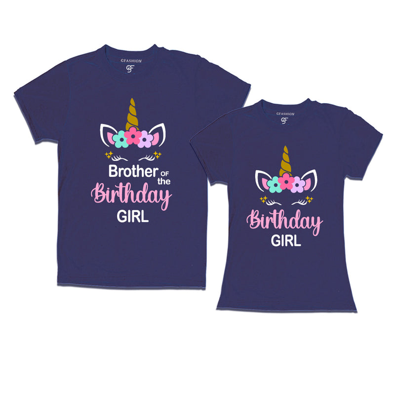 Birthday Girl With Brother -Unicorn Theme T-shirts in Navy Color available @ gfashion.jpg