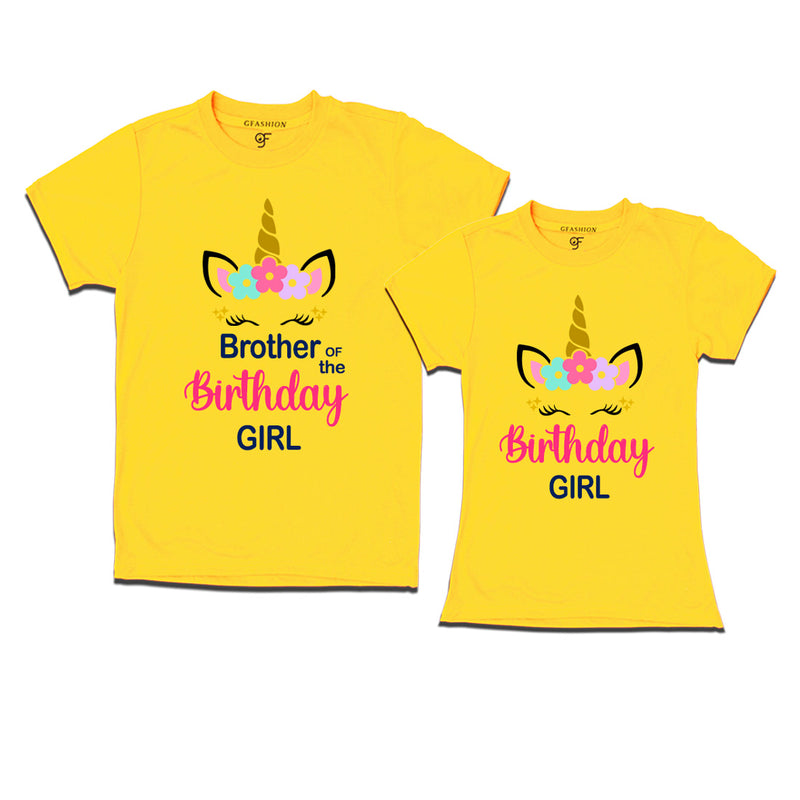 Birthday Girl With Brother -Unicorn Theme T-shirts in Yellow Color available @ gfashion.jpg