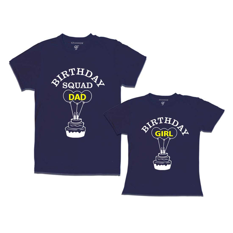 Birthday Squad Dad Birthday Girl T-shirts-Navy-gfashion