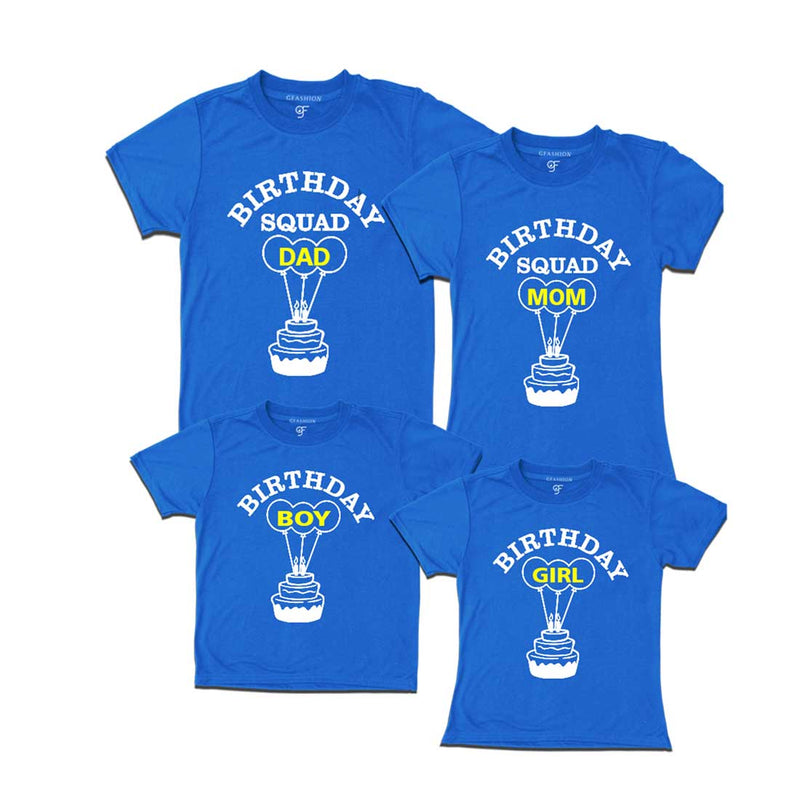 Birthday Squad Dad, Mom, Boy & Birthday Girl T-shirts -Blue-gfashion