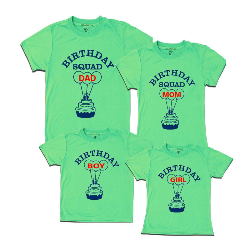 Birthday Squad Dad, Mom, Boy & Birthday Girl T-shirts-Pista Green-gfashion