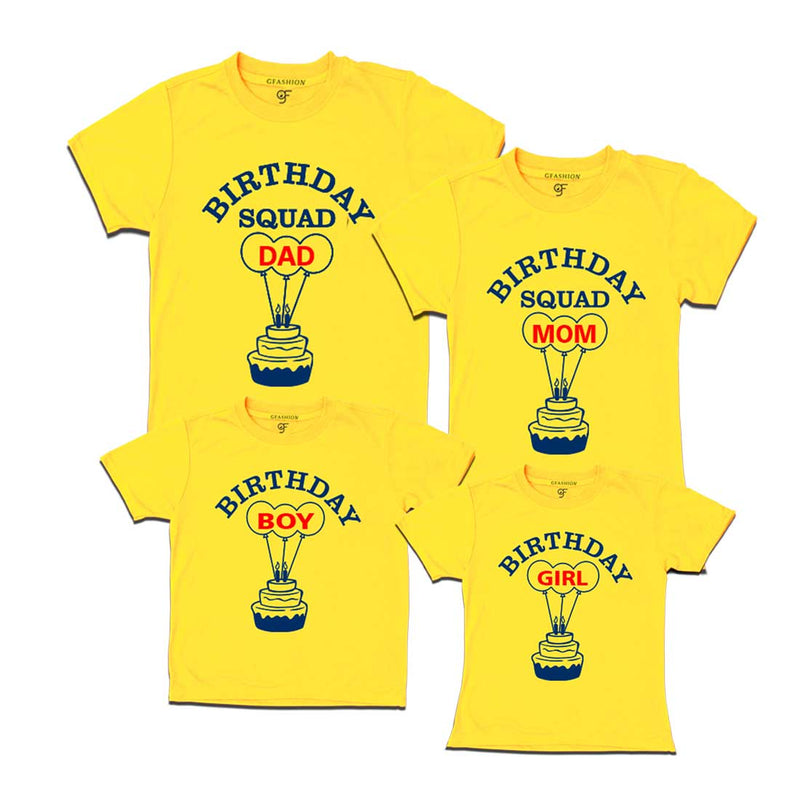 Birthday Squad Dad, Mom, Boy & Birthday Girl T-shirts-Yellow-gfashion