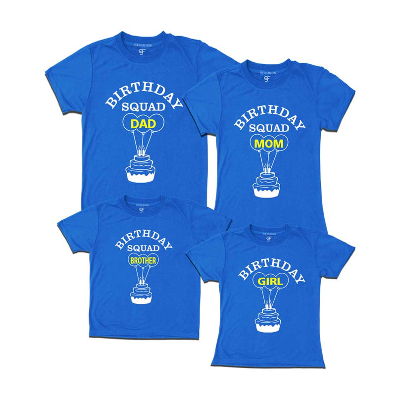 Birthday Squad Dad, Mom, Brother,Birthday Girl T-shirts-Blue-gfashion