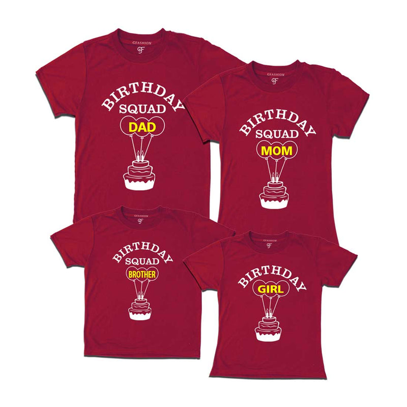 Birthday Squad Dad, Mom, Brother,Birthday Girl T-shirts-Pista Green-gfashion