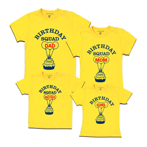 Birthday Squad Dad, Mom, Brother,Birthday Girl T-shirts-Yellow-gfashion