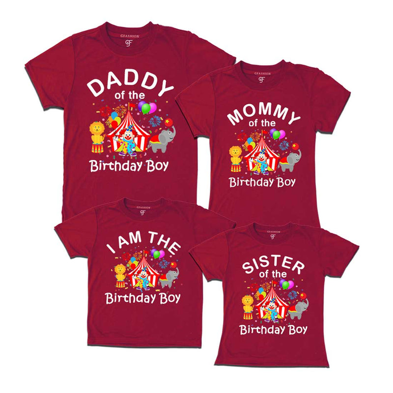 Birthday T-shirts for Boy with Family-Cirus Theme in Maroon Color available @ gfashion.jpg