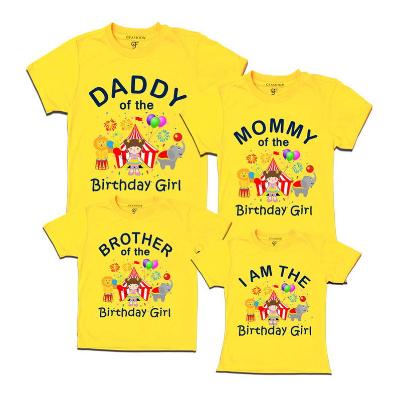 Birthday T-shirts for Girl with Family-Circus Theme in Yellow Color available @ gfashion.jpg
