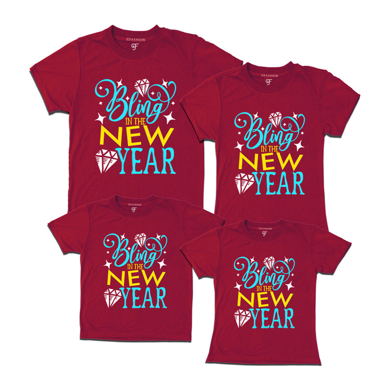 Bling in the New Year T-shirts for  Family-Friends-Group in Maroon Color avilable @ gfashion.jpg