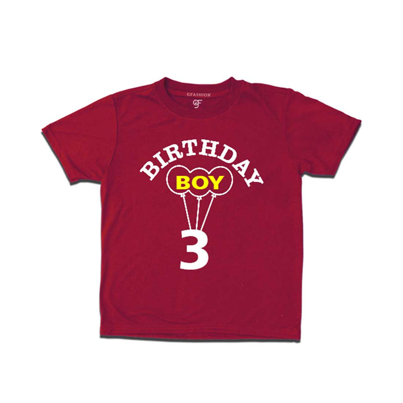 Boy 3rd Birthday T-shirt-Maroon-gfashion
