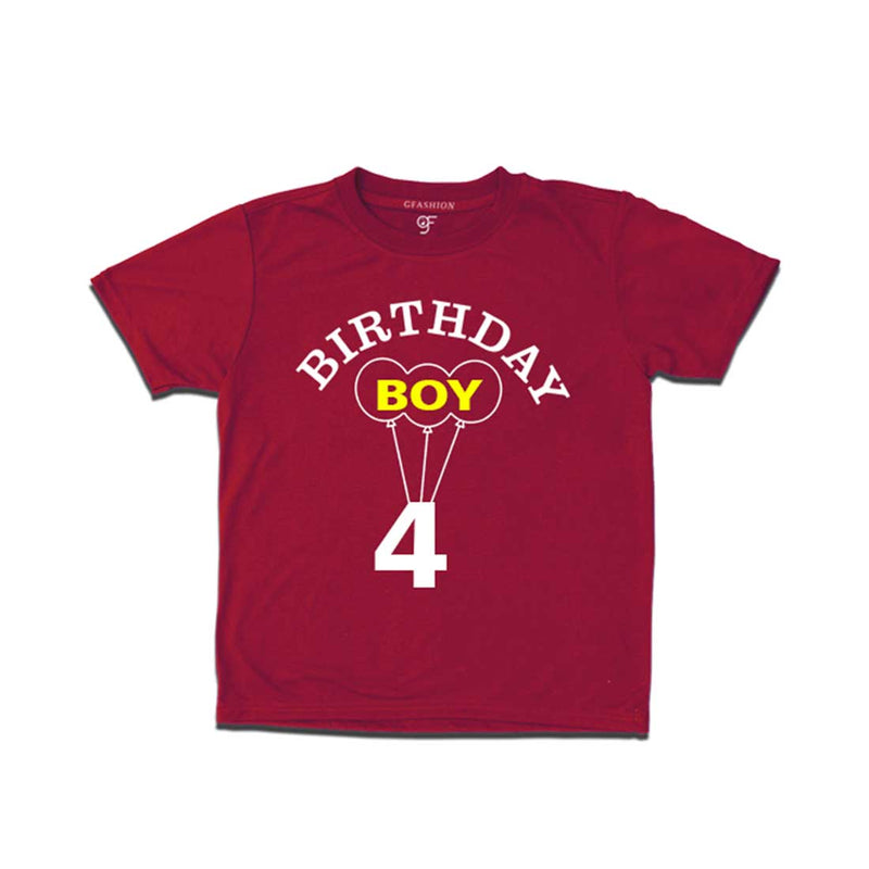 4th Birthday  Boy T-shirt in Maroon color available @ gfashion
