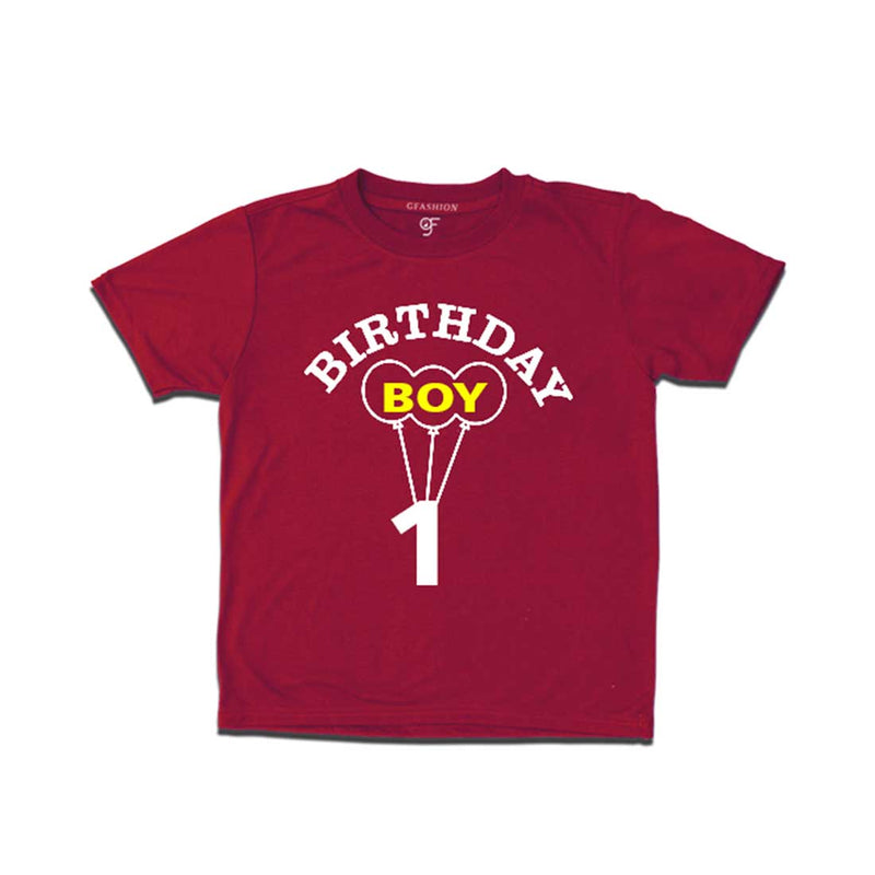 Boy First Birthday T-shirt-Maroon-gfashion 