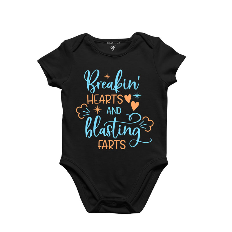 Break in Hearts and Blasting Farts -Baby Bodysuit or Rompers or Onesie in Black Color available @ gfashion.jpg