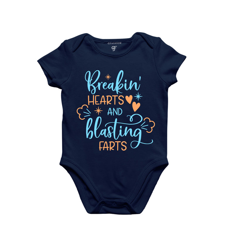 Break in Hearts and Blasting Farts -Baby Bodysuit or Rompers or Onesie in Navy Color available @ gfashion.jpg