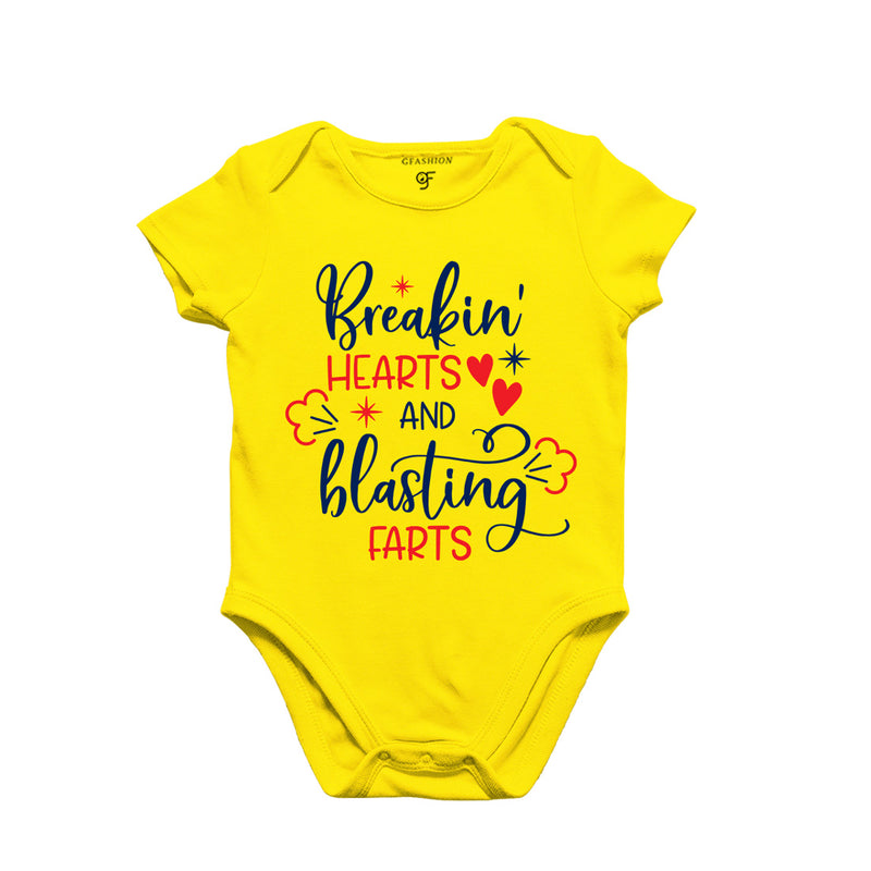 Break in Hearts and Blasting Farts -Baby Bodysuit or Rompers or Onesie in Yellow Color available @ gfashion.jpg