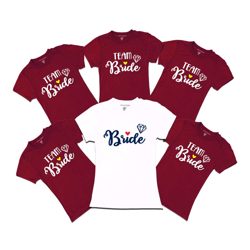 Bride Team T-shirts-Maroon-gfashion 