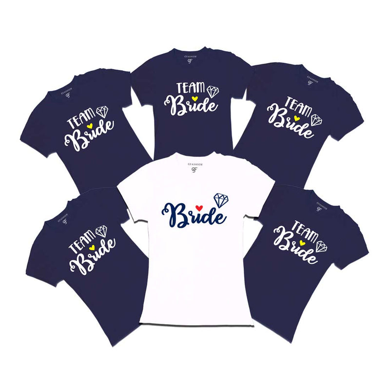 Bride Team T-shirts-Navy-gfashion 