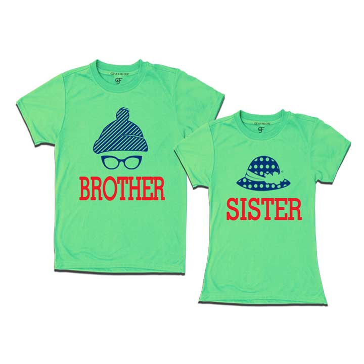 Brother-Sister T-shirts in Pista Green Color  available @ gfashion.jpg