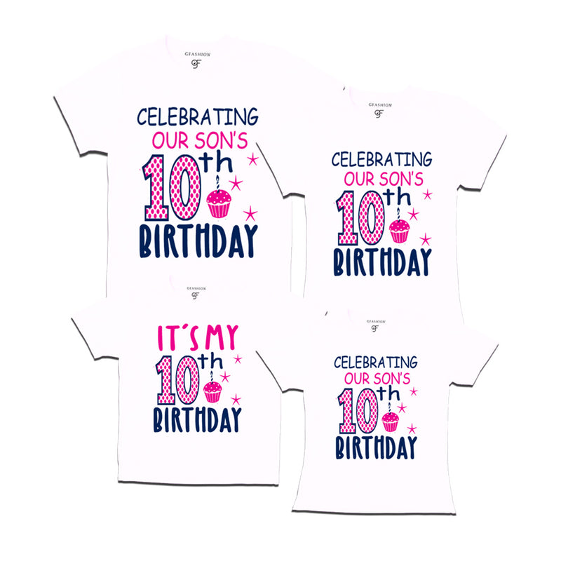 Celebrating 10th Birthday T-shirts For Son With Family in White Color available @ gfashion.jpg