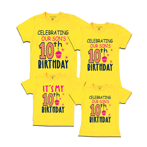 Celebrating 10th Birthday T-shirts For Son With Family in Yellow Color available @ gfashion.jpg