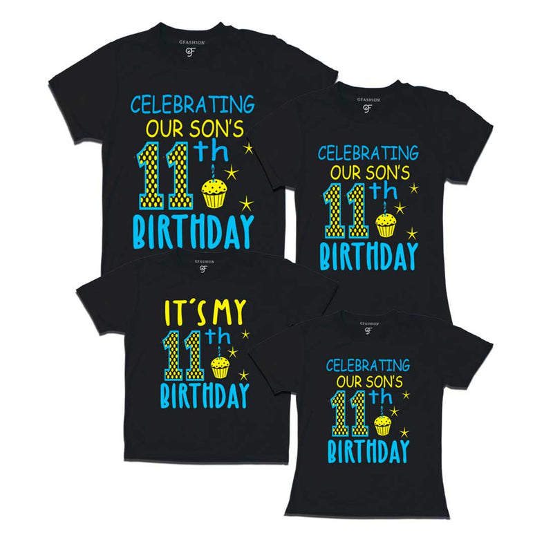 Celebrating 11th Birthday T-shirts For Son With Family in Black Color available @ gfashion.jpg