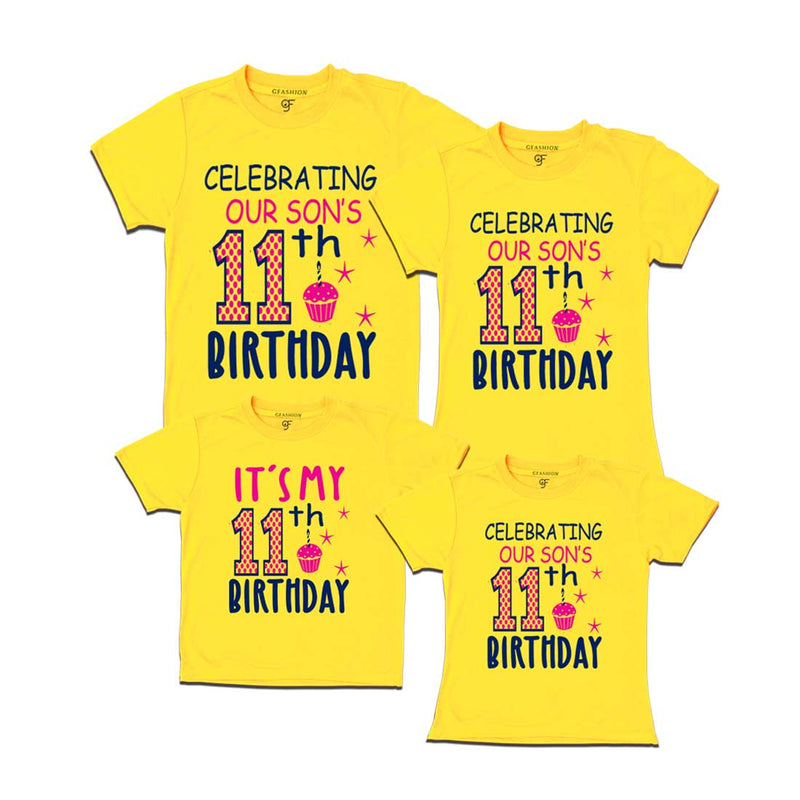 Celebrating 11th Birthday T-shirts For Son With Family in Yellow Color available @ gfashion.jpg