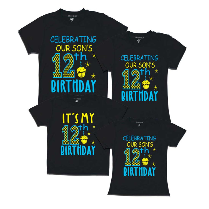 Celebrating 12th Birthday T-shirts For Son With Family in Black Color available @ gfashion.jpg