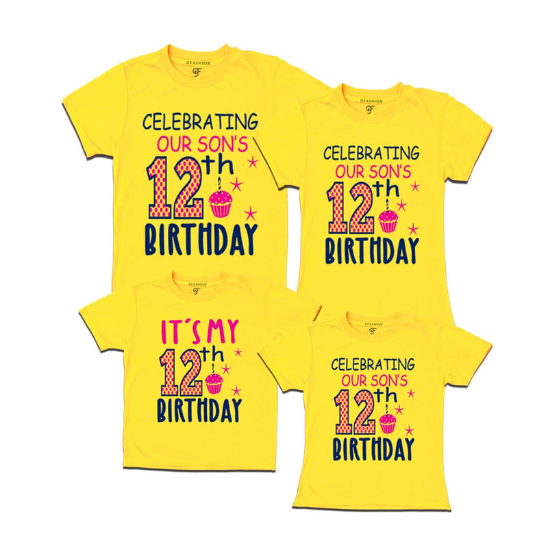 Celebrating 12th Birthday T-shirts For Son With Family in Yellow Color available @ gfashion.jpg