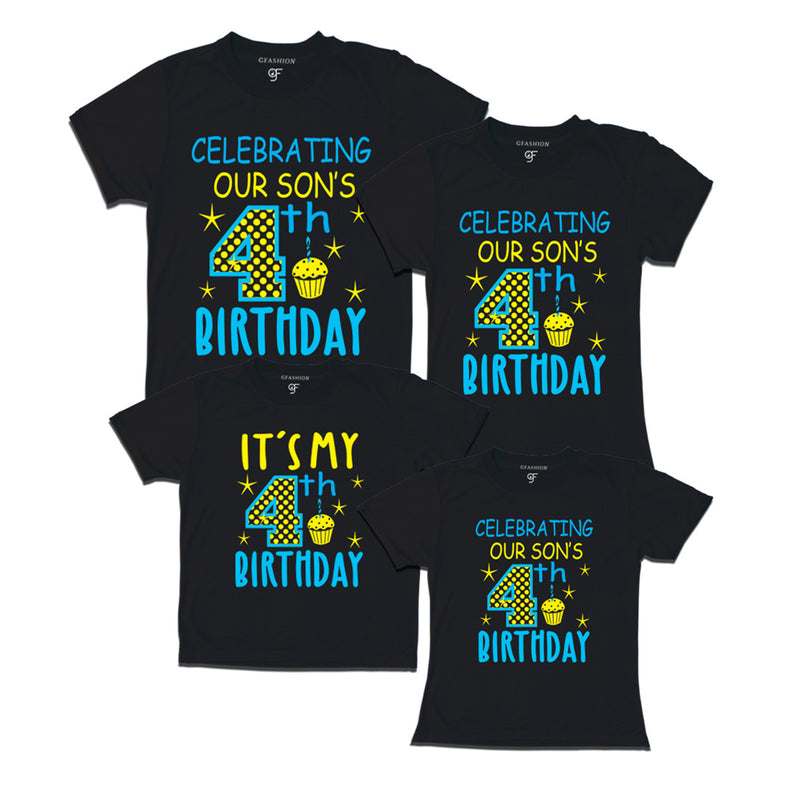 Celebrating 4th Birthday T-shirts For Son With Family in Black Color available @ gfashion.jpg