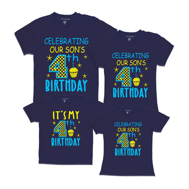 Celebrating 4th Birthday T-shirts For Son With Family in Navy Color available @ gfashion.jpg