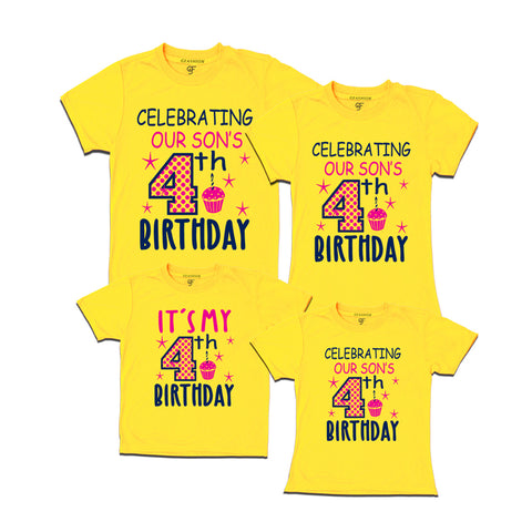 Celebrating 4th Birthday T-shirts For Son With Family in Yellow Color available @ gfashion.jpg