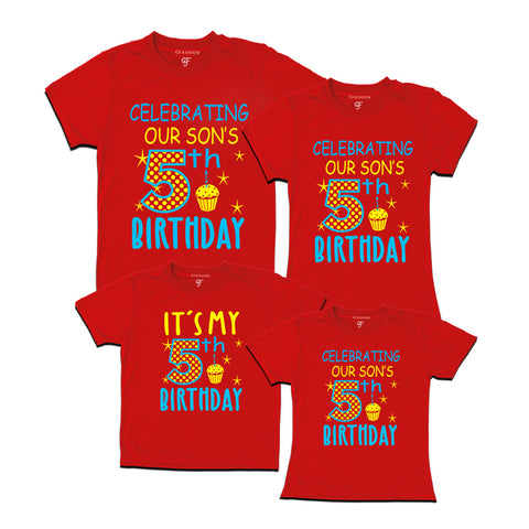Celebrating 5th Birthday T-shirts For Son With Family in Red Color available @ gfashion.jpg
