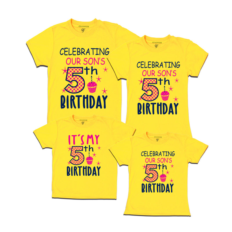 Celebrating 5th Birthday T-shirts For Son With Family in Yellow Color available @ gfashion.jpg