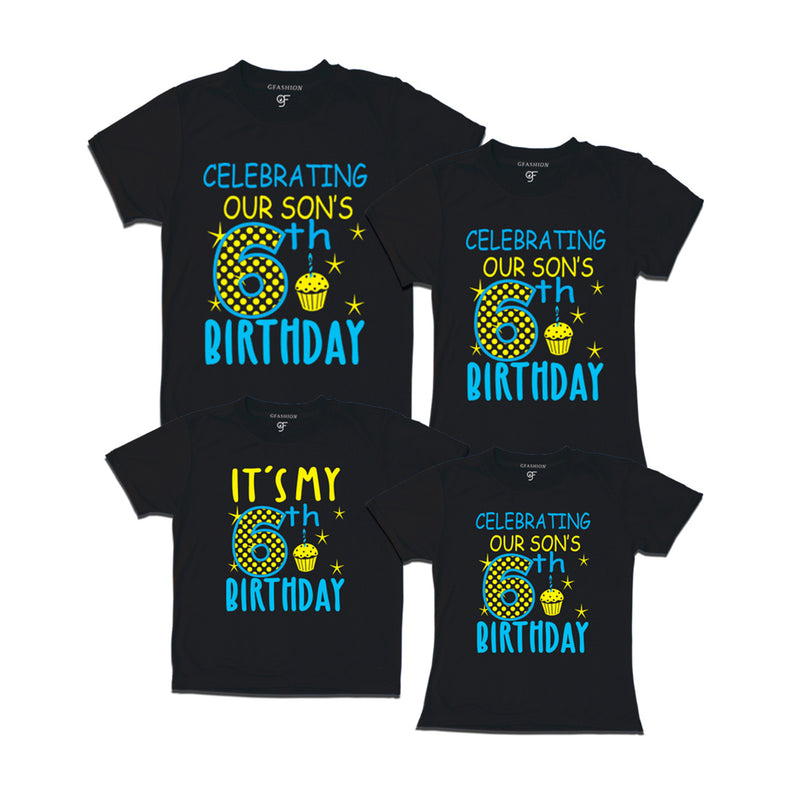 Celebrating 6th Birthday T-shirts For Son With Family in Black Color available @ gfashion.jpg