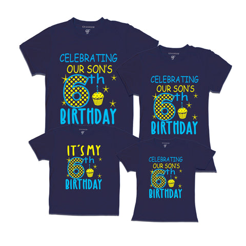 Celebrating 6th Birthday T-shirts For Son With Family in Navy Color available @ gfashion.jpg