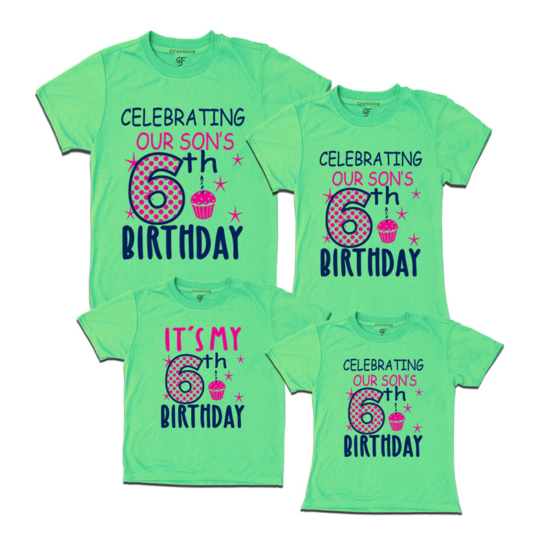 Celebrating 6th Birthday T-shirts For Son With Family in Pista Green Color available @ gfashion.jpg