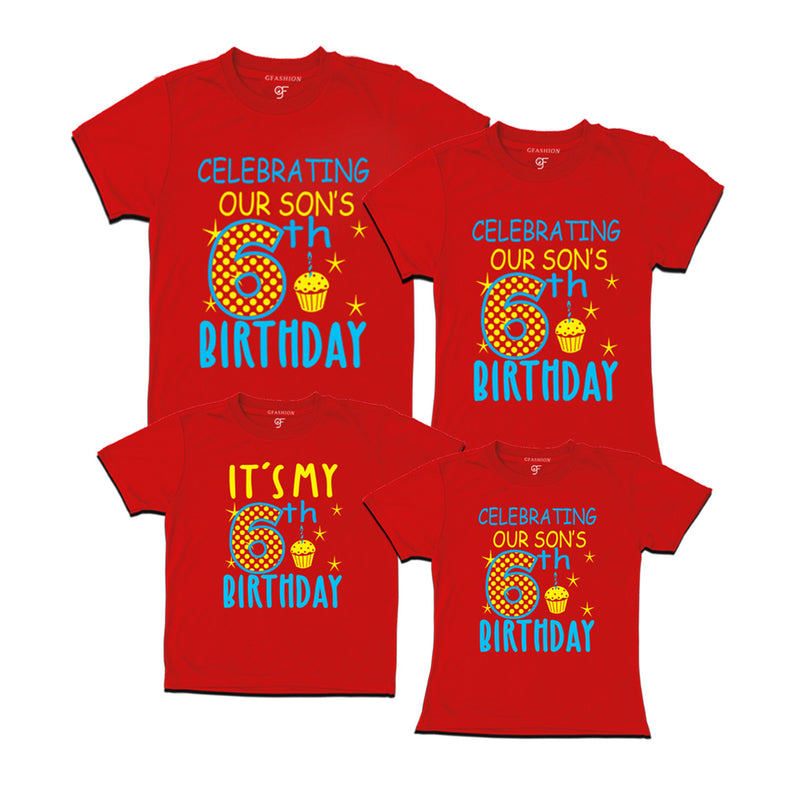 Celebrating 6th Birthday T-shirts For Son With Family in Red Color available @ gfashion.jpg