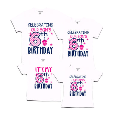 Celebrating 6th Birthday T-shirts For Son With Family in White Color available @ gfashion.jpg