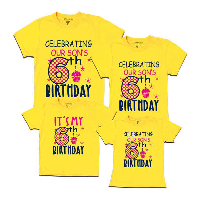 Celebrating 6th Birthday T-shirts For Son With Family in Yellow Color available @ gfashion.jpg