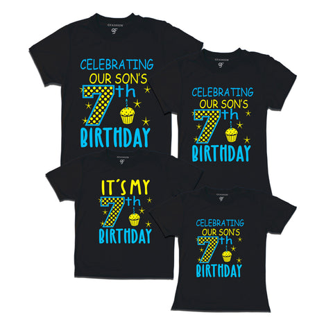 Celebrating 7th Birthday T-shirts For Son With Family in Black Color available @ gfashion.jpg