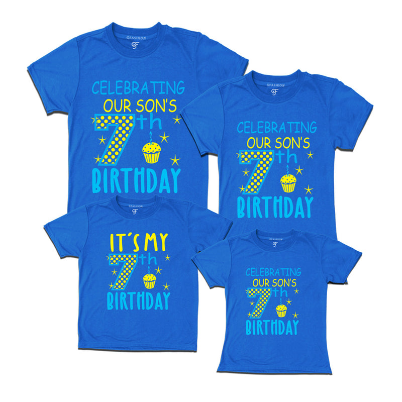 Celebrating 7th Birthday T-shirts For Son With Family in Blue Color available @ gfashion.jpg