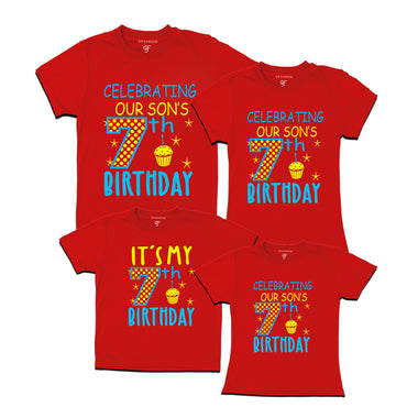 Celebrating 7th Birthday T-shirts For Son With Family in Red Color available @ gfashion.jpg