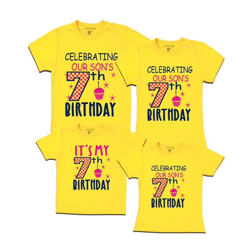 Celebrating 7th Birthday T-shirts For Son With Family in Yellow Color available @ gfashion.jpg