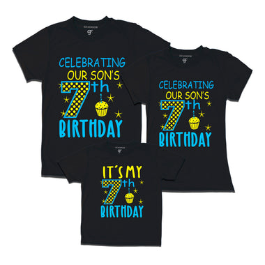 Celebrating 7th Birthday T-shirts for  Dad Mom and Son in Black Color available @ gfashion.jpg