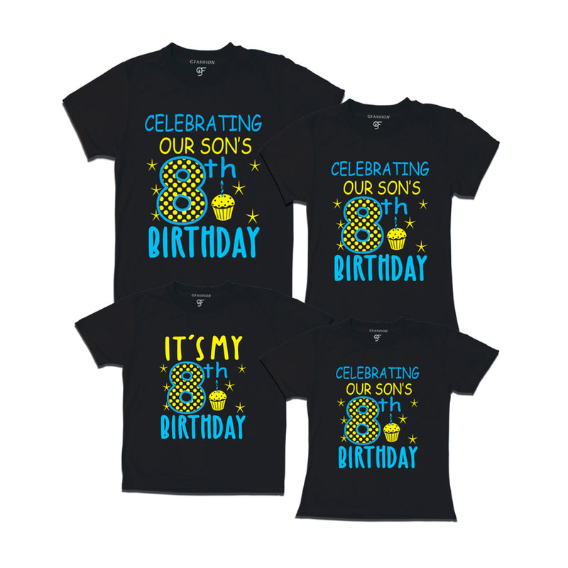 Celebrating 8th Birthday T-shirts For Son With Family in Black Color available @ gfashion.jpg
