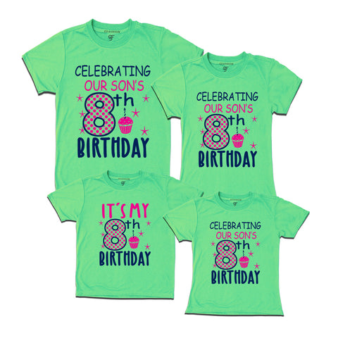 Celebrating 8th Birthday T-shirts For Son With Family in Pista Green Color available @ gfashion.jpg