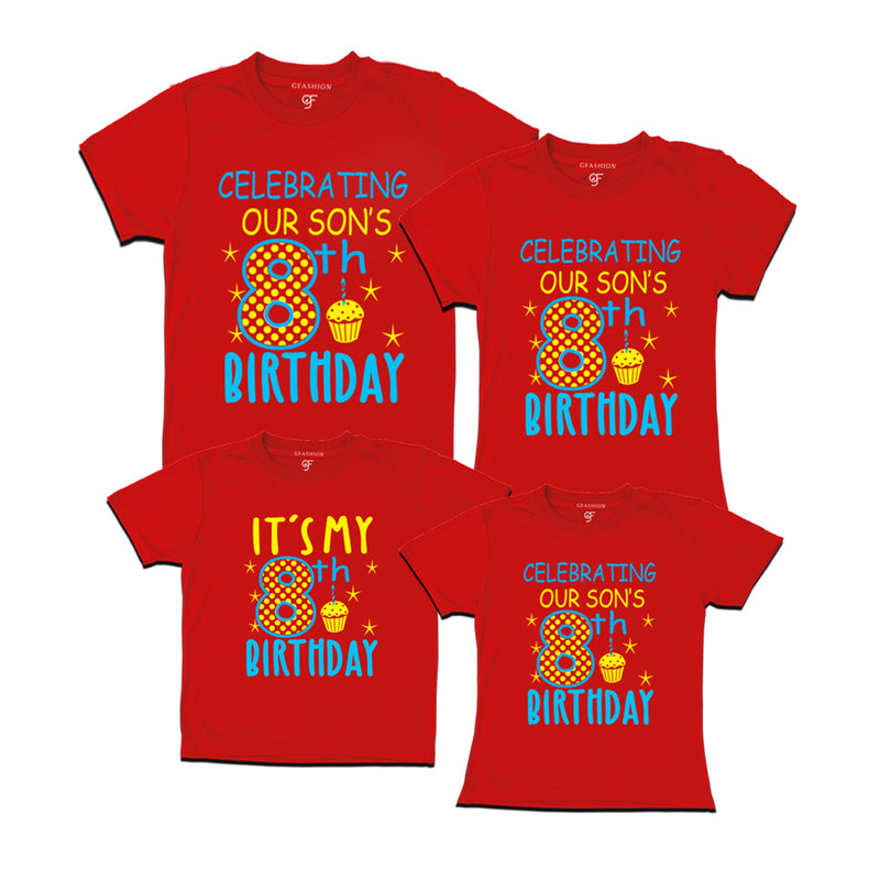 Celebrating 8th Birthday T-shirts For Son With Family in Red Color available @ gfashion.jpg