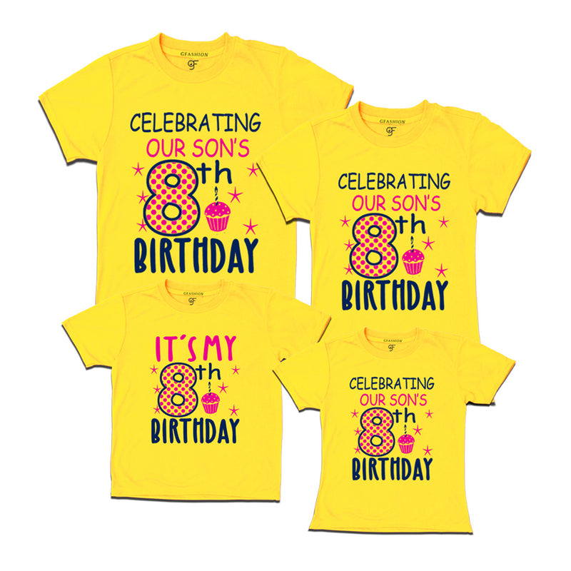 Celebrating 8th Birthday T-shirts For Son With Family in Yellow Color available @ gfashion.jpg