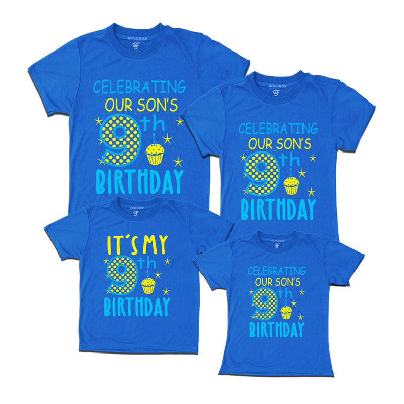 Celebrating 9th Birthday T-shirts For Son With Family in Blue Color available @ gfashion.jpg